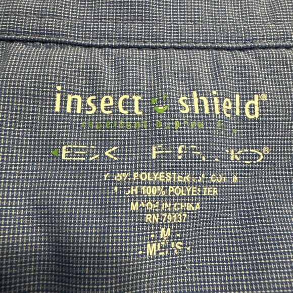 Exofficio Insect Shield Button Up Shirt Mens Size M Blue Hiking Fishing Camping - Picture 7 of 12